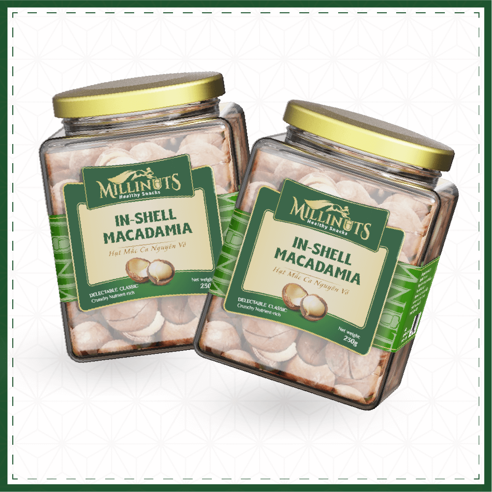Hạt Macca Nguyên Vỏ Millinuts Hũ Thuỷ Tinh 230g