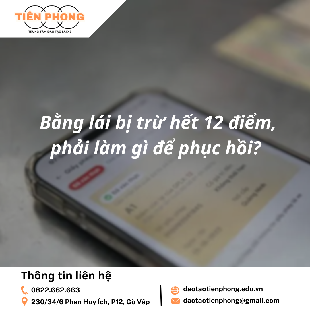 Bằng lái bị trừ hết 12 điểm, phải làm gì để phục hồi? Trung Tâm Đào Tạo Tiên Phong