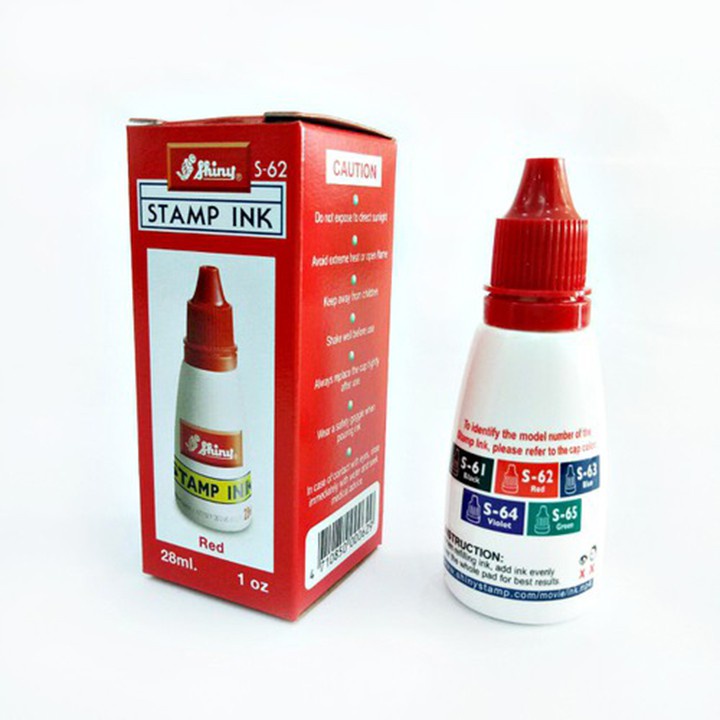 Mực đóng dấu màu xanh/ đỏ/ đen, mực in con dấu Shinny S62 mực thường