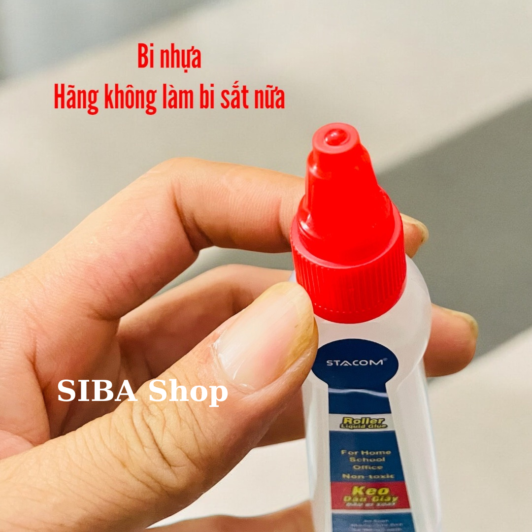 Keo dán giấy đầu bi xoay Stacom 50ml, hồ dán nước đầu bi chuyên dụng cho văn thư