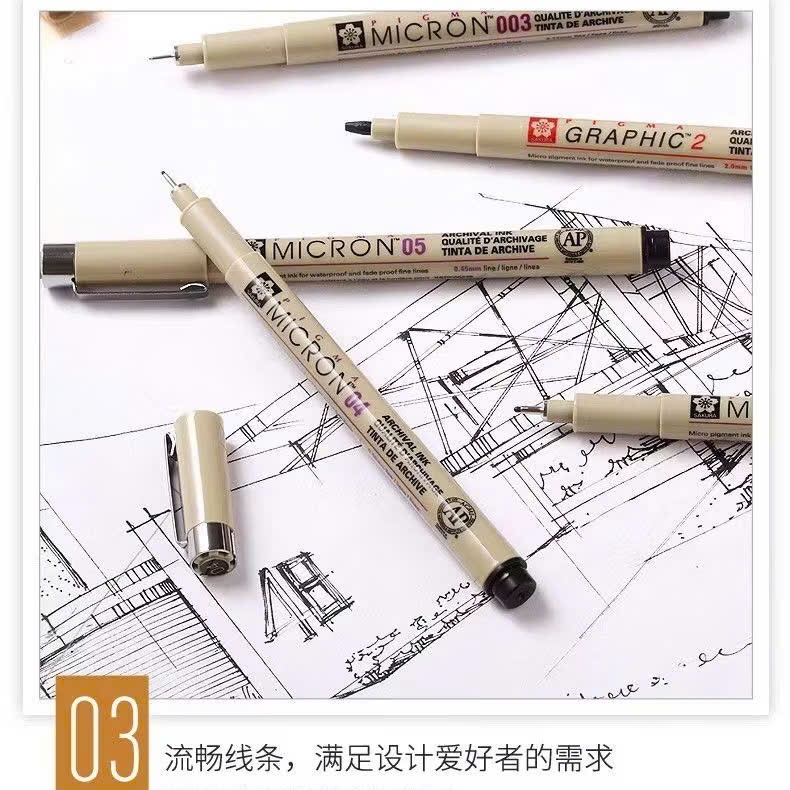 Bút line SAKURA Pigma MICRON, bút đi nét chuyên dụng cho vẽ mỹ thuật mực đen các size ngòi- CHÍNH HÃNG