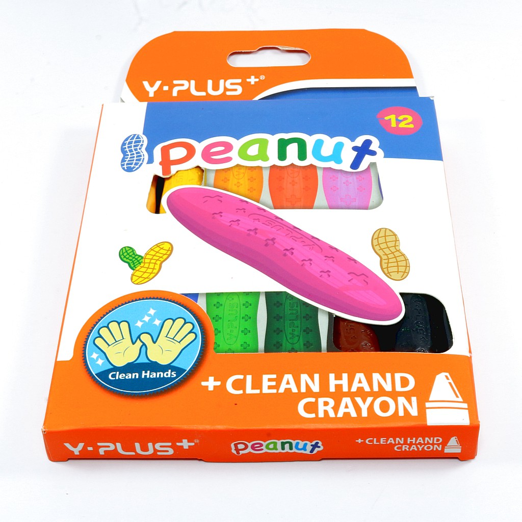 Bút màu hữu cơ an toàn cho bé, bộ 12 bút sáp màu hình củ lạc không dây bẩn tay PEANUT CR1501