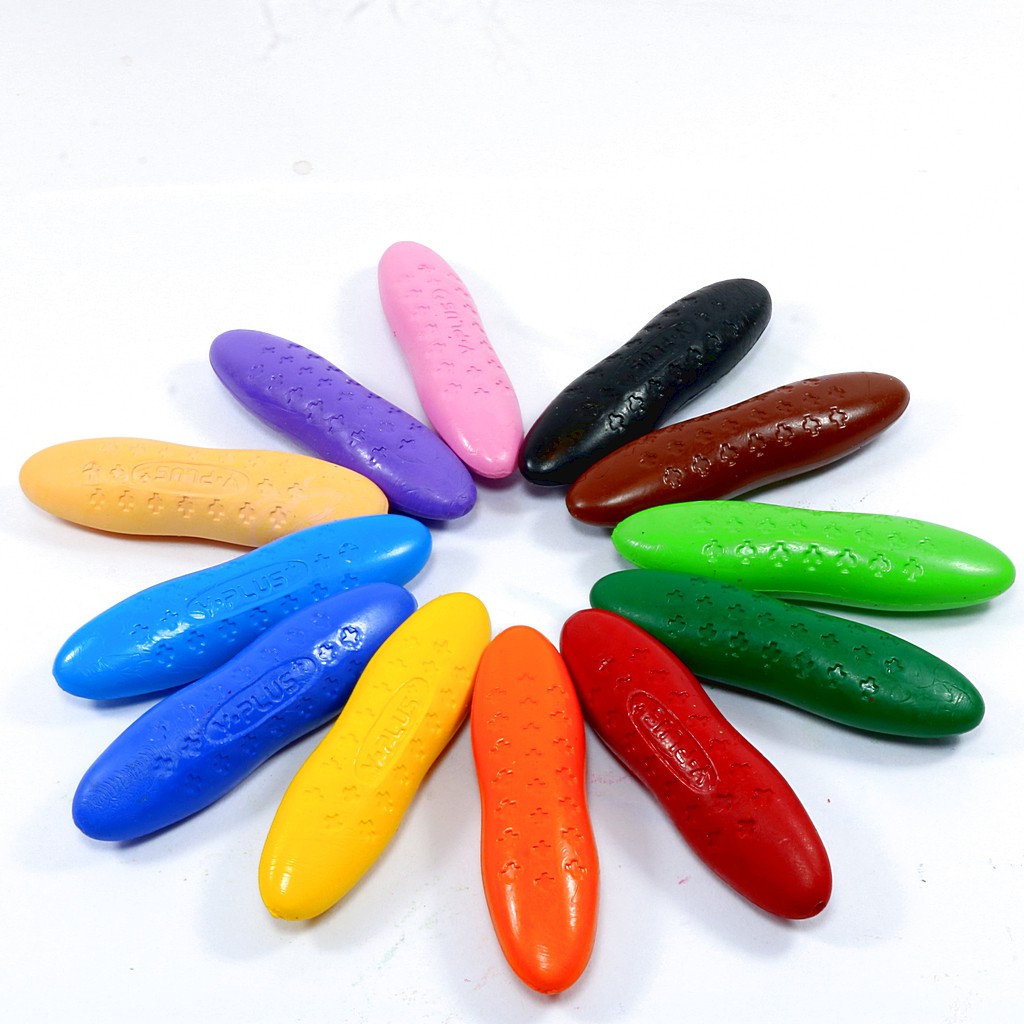 Bút màu hữu cơ an toàn cho bé, bộ 12 bút sáp màu hình củ lạc không dây bẩn tay PEANUT CR1501