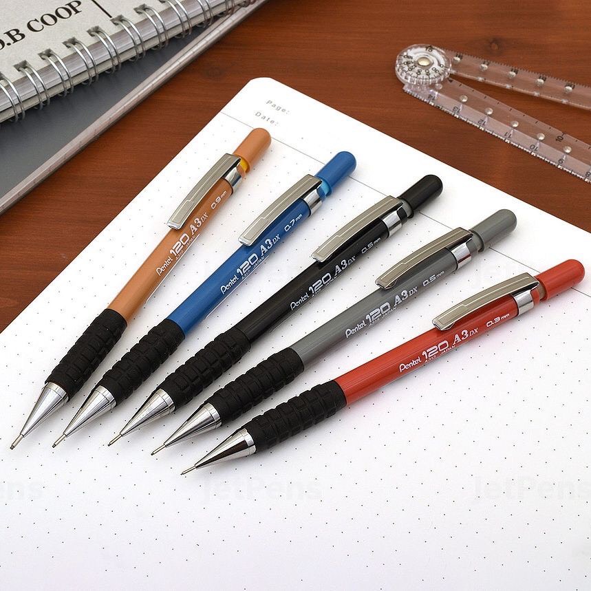 Bút chì kim Pentel 120 A3DX, viết chì bấm kỹ thuật ngòi 0.3mm/ 0.5mm/ 0.7mm/ 0.9mm