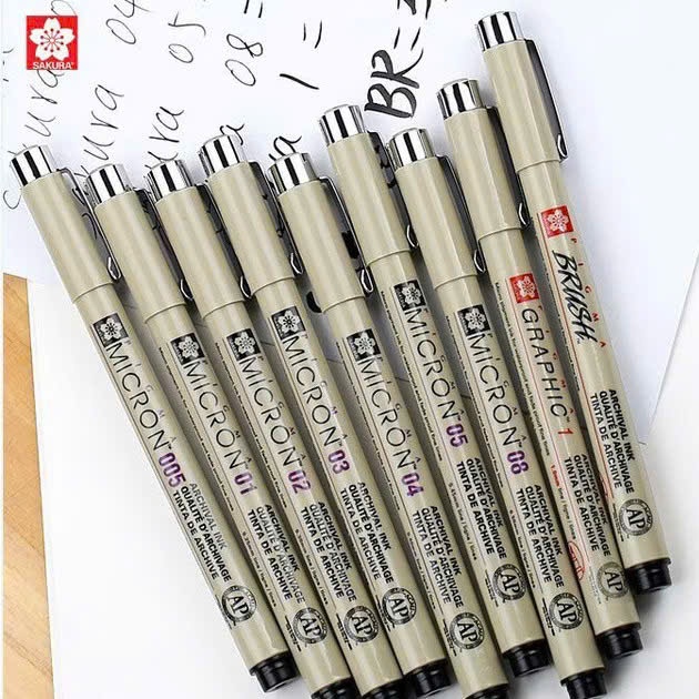 Bút line SAKURA Pigma MICRON, bút đi nét chuyên dụng cho vẽ mỹ thuật mực đen các size ngòi- CHÍNH HÃNG