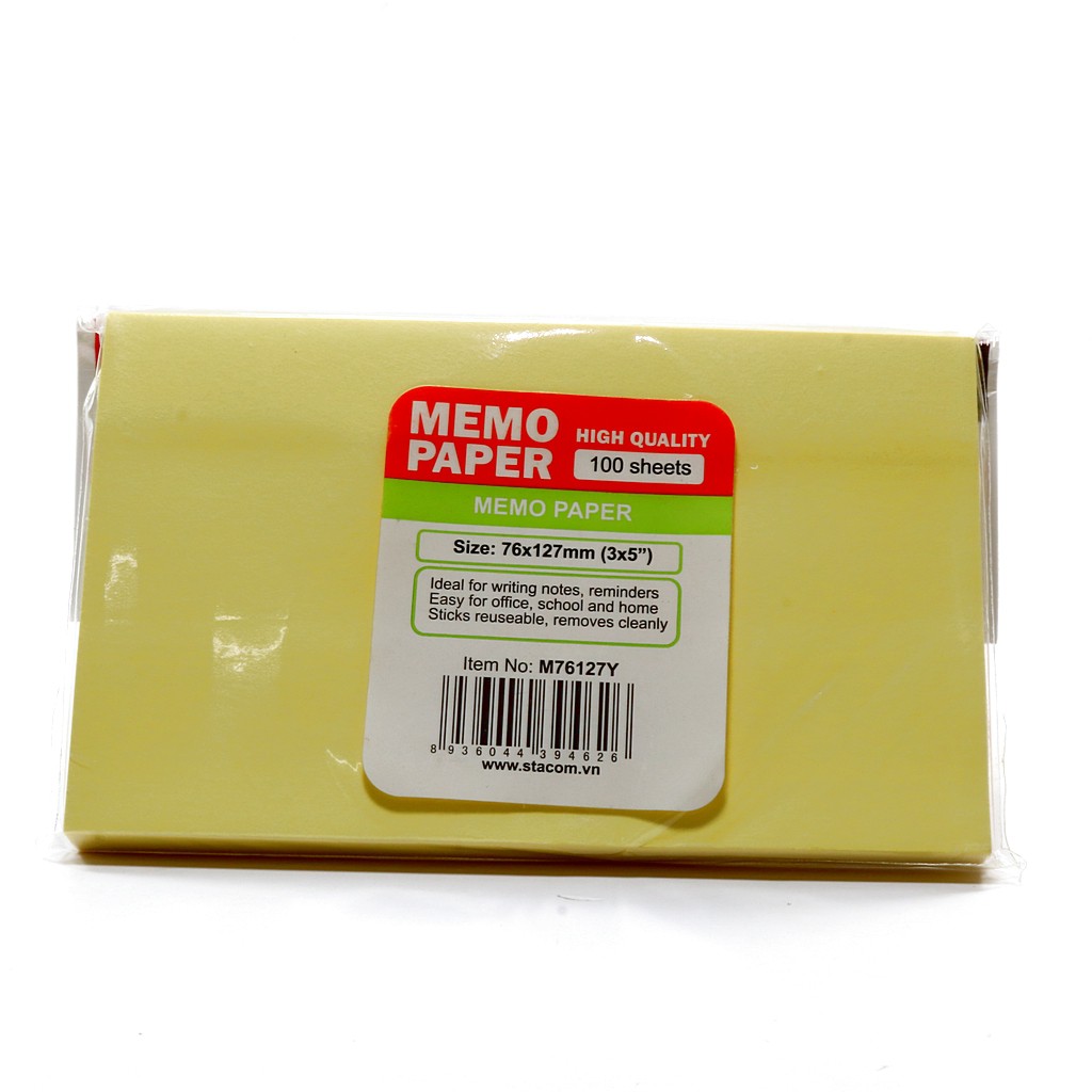 Giấy note vàng, giấy ghi chú các size ( COMBO 5 set)