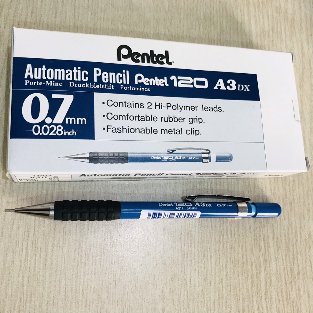 Bút chì kim Pentel 120 A3DX, viết chì bấm kỹ thuật ngòi 0.3mm/ 0.5mm/ 0.7mm/ 0.9mm