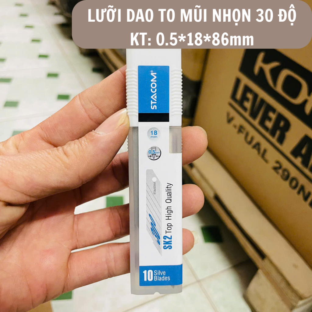 Lưỡi dao trổ, tuýp 10 lưỡi dao dọc giấy loại to/ nhỏ Stacom