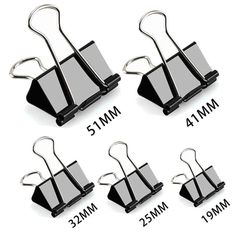 (Combo 2 hộp) Kẹp bướm màu đen, kẹp giấy kim loại các size từ 15mm đến 51mm Stacom BINDER CLIPS