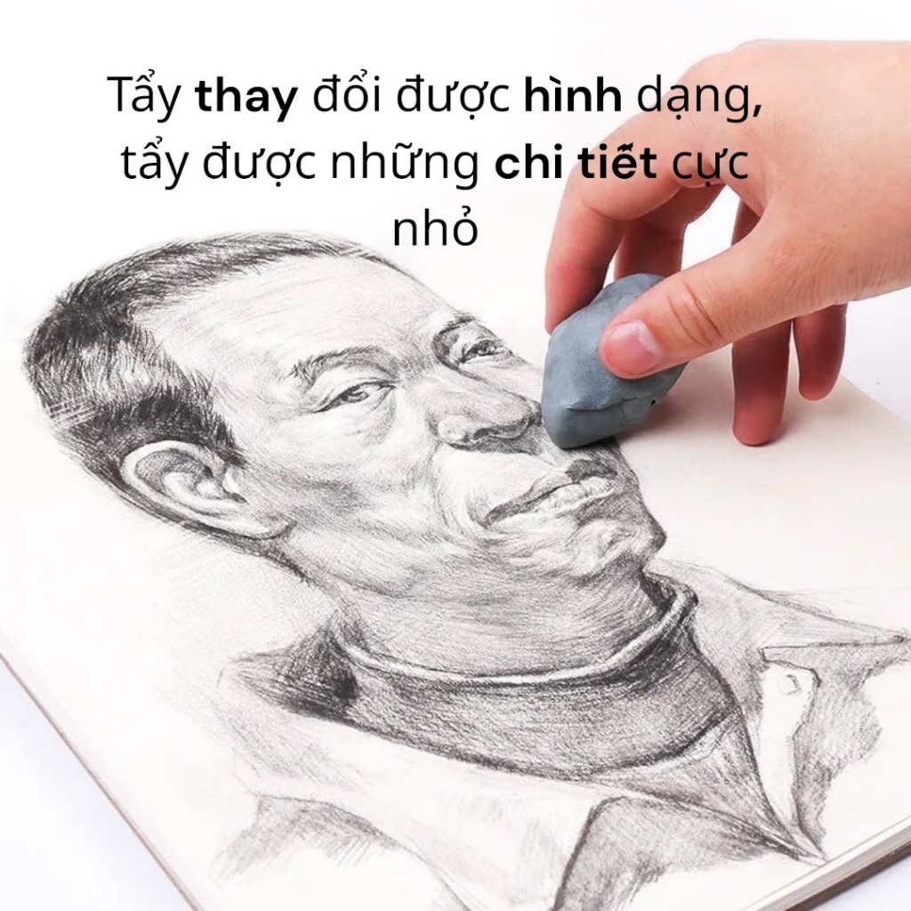 Combo 2 Viên Tẩy đất sét, cục gôm tẩy bút chì chuyên dụng dùng trong hội hoạ, vẽ mỹ thuật