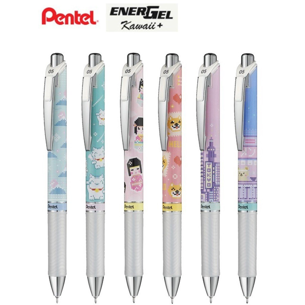 Bút gel Pentel energel Kawaii BLN75KW/ viết bi Needle Tip ngòi 0.5mm mực xanh