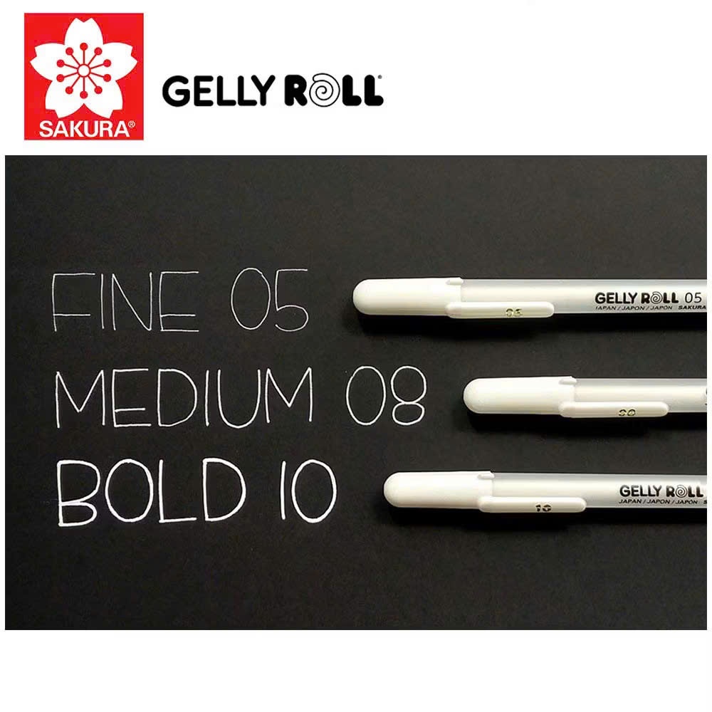 Bút gel trắng Sakura GELLY ROLL, bút mực trắng ngòi 0.5mm/ 0.8mm/ 1.0mm- CHÍNH HÃNG