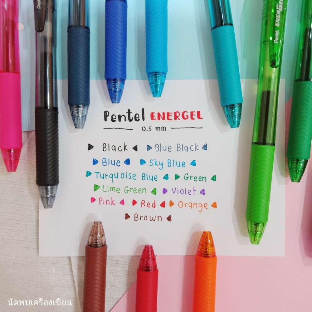 Bút gel Pentel energel size ngòi 0.5mm/ 0.7mm, bút viết calligraphy 12 màu mực