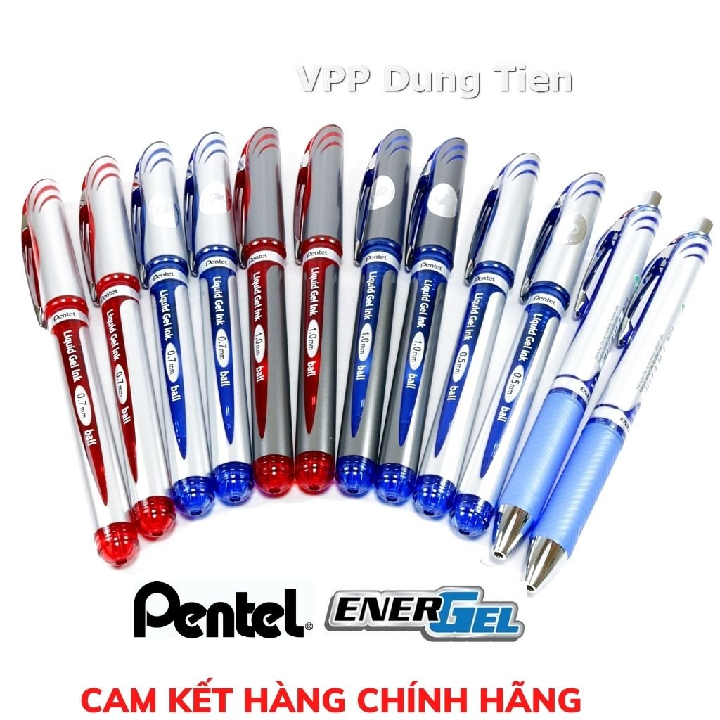 Bút mực gel Pentel energel nét 0.5, 0.7, 1.0mm màu mực Xanh/ Đỏ/ Đen