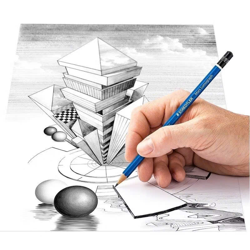Bút chì Đức STAEDTLER Mars Lumograph 100 thân xanh, viết chì gỗ kỹ thuật từ HB đến 12B