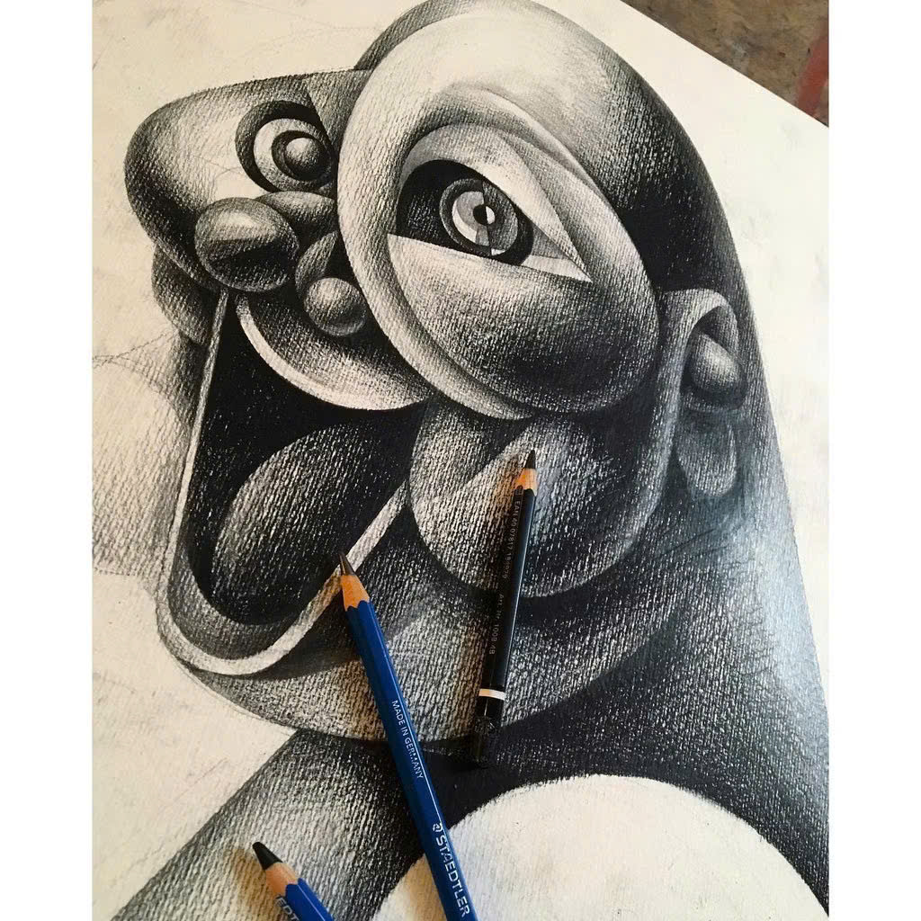 Bút chì vẽ tranh chuyên nghiệp STAEDTLER Mars Lumograph black thân đen độ chì HB/ 2B/ 4B/ 6B/ 7B/ 8B