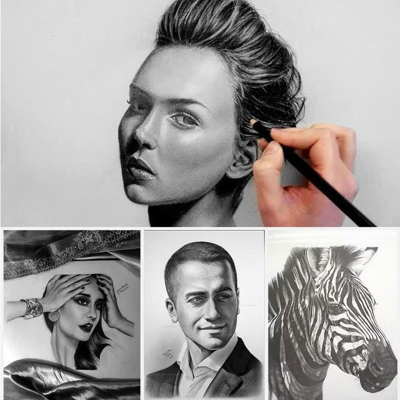 Bút chì vẽ tranh chuyên nghiệp STAEDTLER Mars Lumograph black thân đen độ chì HB/ 2B/ 4B/ 6B/ 7B/ 8B