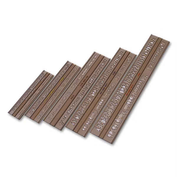 Thước chữ KOH-I-NOOR/ bộ 5 cây thước gốt chữ kỹ thuật, kiến trúc size 2,5mm đến 10mm