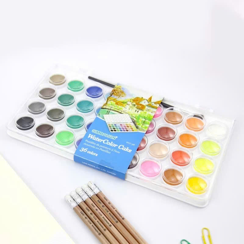 Màu nước dạng nén SIMBALION Water Color Cake, bộ màu nước 12/ 16/ 28/ 36 màu