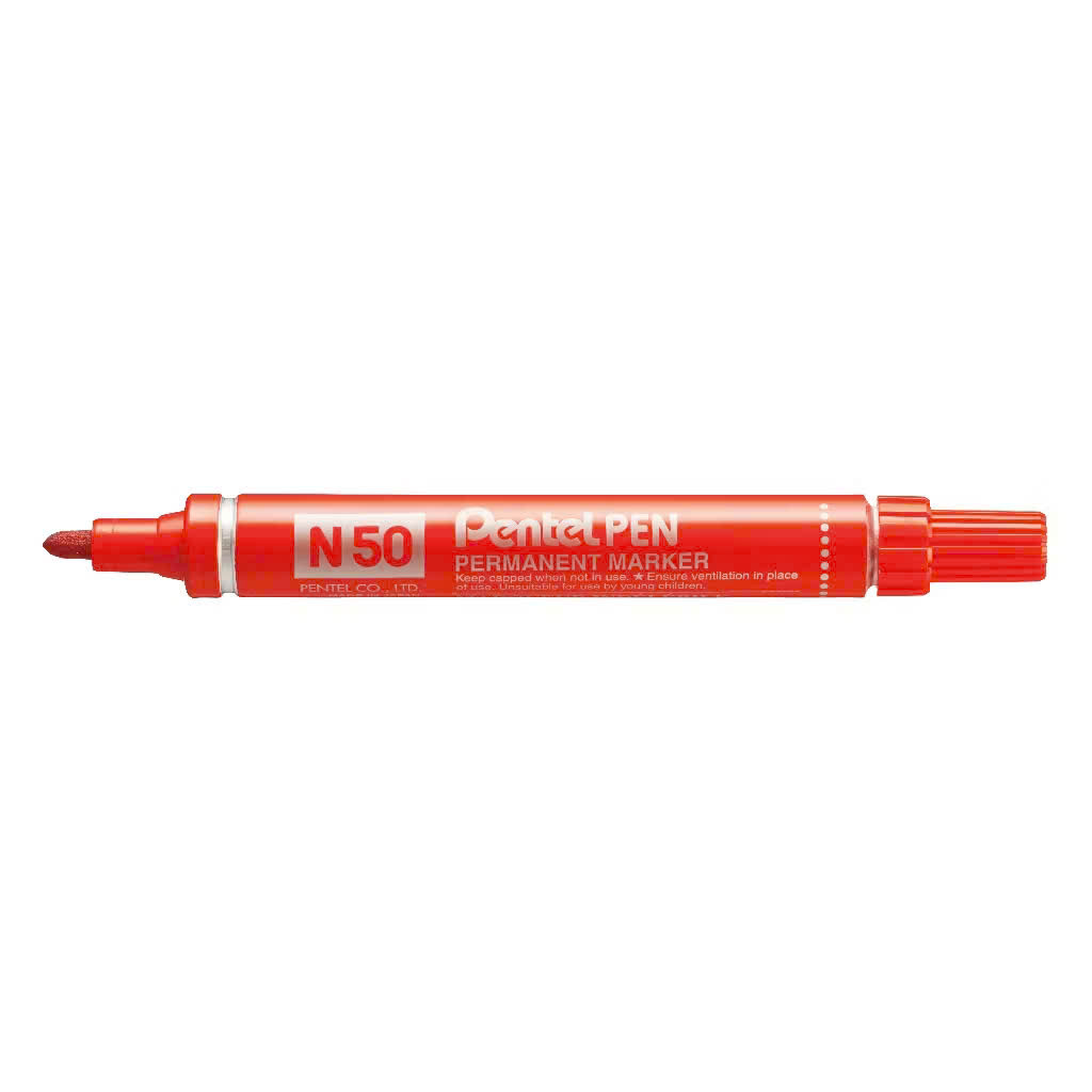 Bút dạ dầu 1 đầu Pentel N50, bút lông dầu không xóa được ngòi 3mm màu mực xanh/ đỏ/ đen