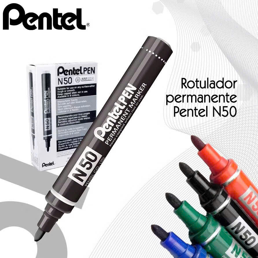 Bút dạ dầu 1 đầu Pentel N50, bút lông dầu không xóa được ngòi 3mm màu mực xanh/ đỏ/ đen