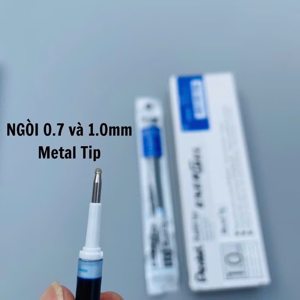 Combo hộp 12 chiếc ruột bút gel Pentel ENERGEL nét 0.5/ 0.7/ 1.0mm, màu mực xanh/ đỏ/ đen/ tím