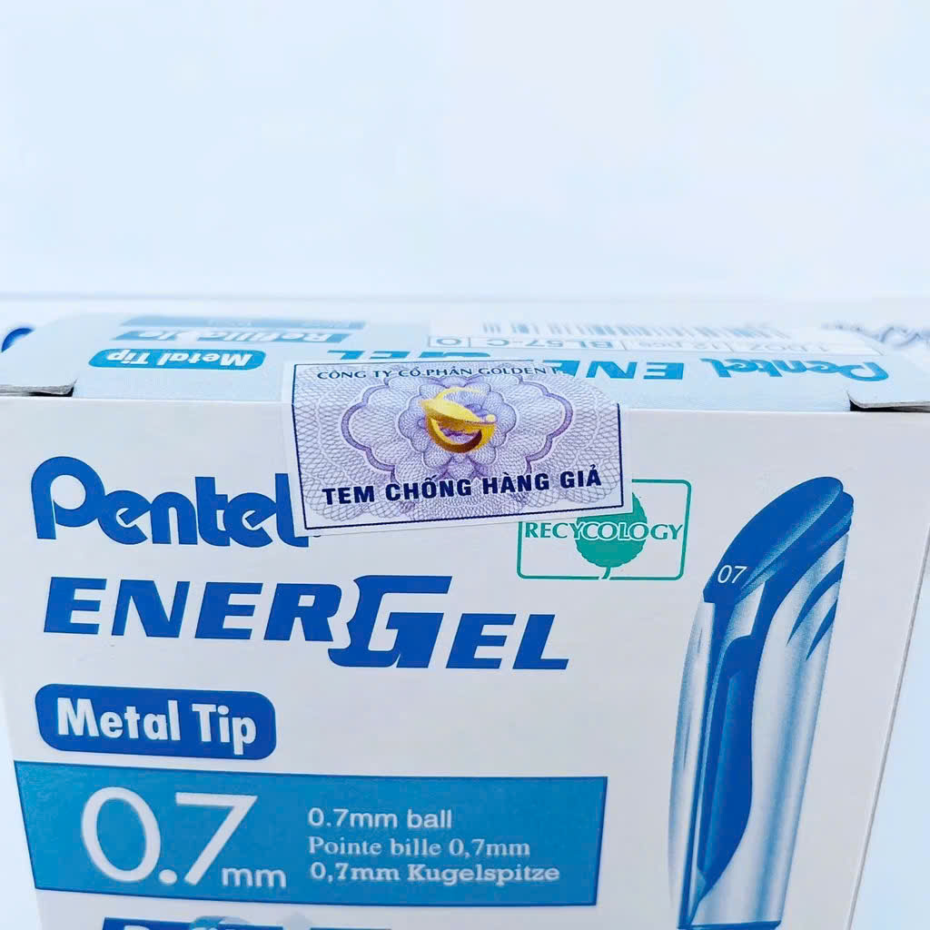 Combo hộp 12 bút gel Pentel ENERGEL size ngòi 0.5/ 0.7/ 1.0mm màu mực xanh, đỏ, đen