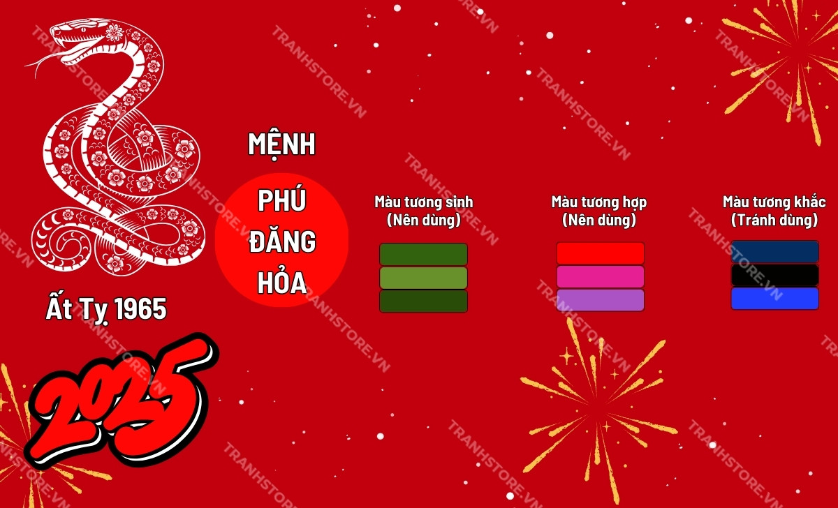 bảng màu hợp tuổi Ất Tỵ 2025 con rắn