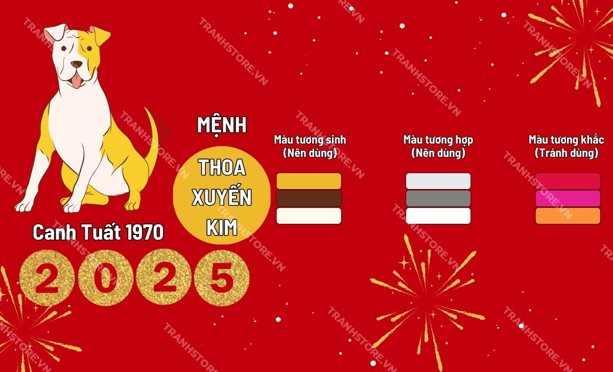 bảng màu hợp tuổi canh tuất 2025
