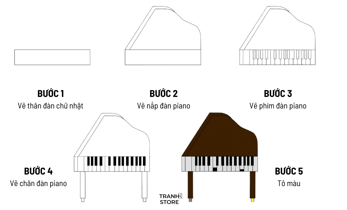 cách vẽ đàn piano đơn giản cho trẻ 5-8 tuổi