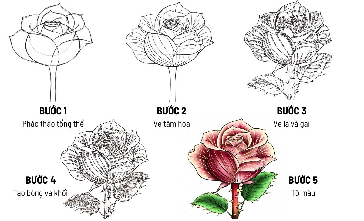 Cách Vẽ Hoa Hồng Đơn Giản Cho Người Trên 16 Tuổi
