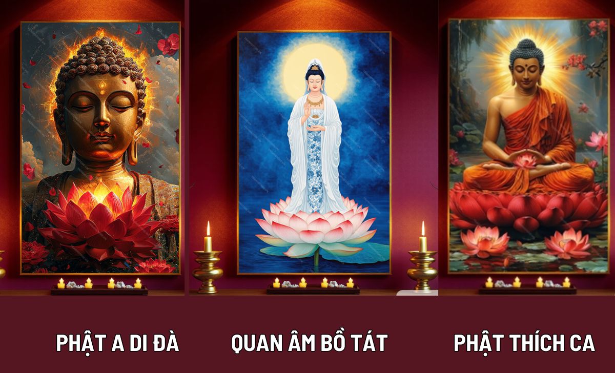 thờ phật a di đà thích ca quan âm