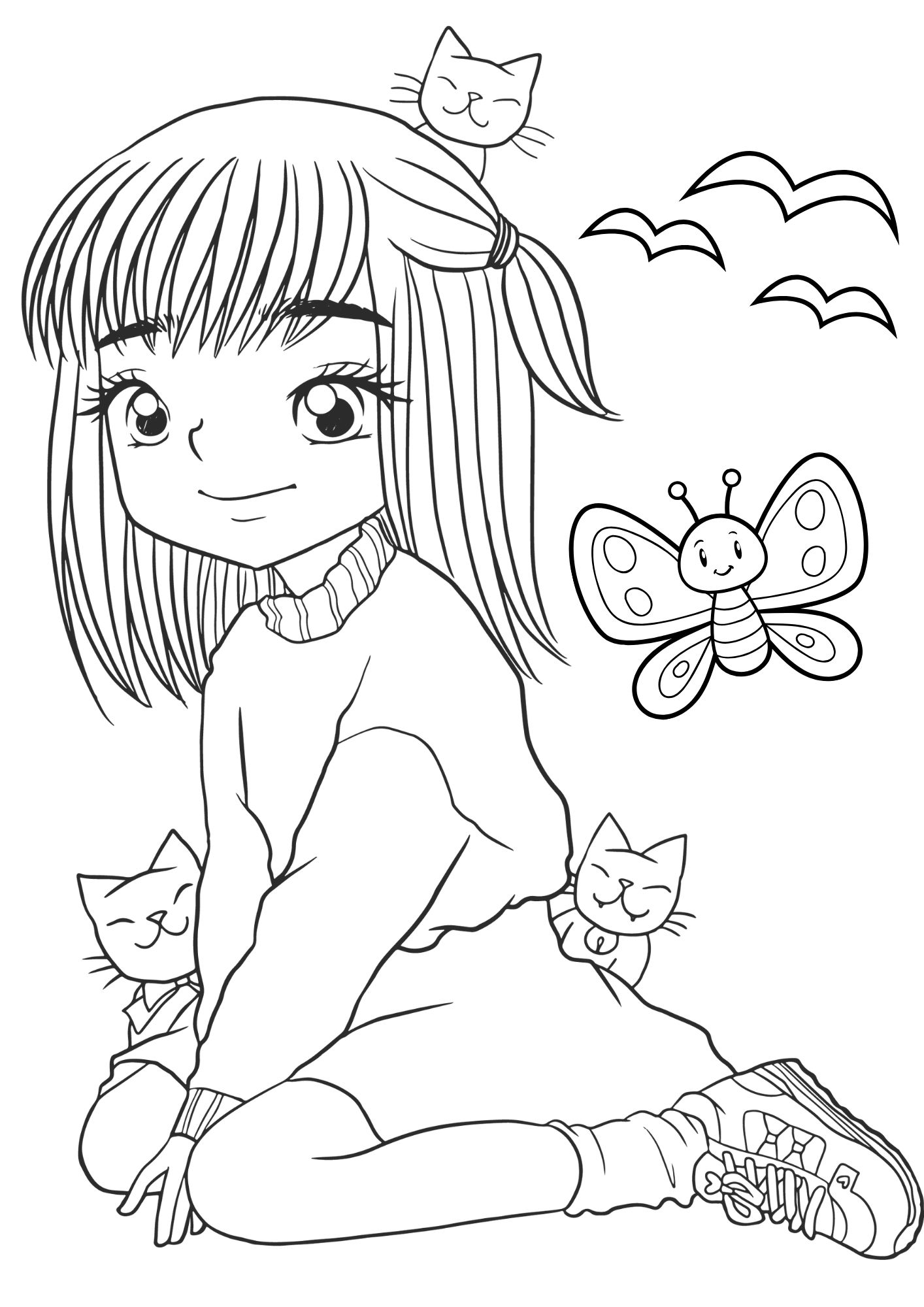 tranh tô màu anime girl cho bé 3-5 tuổi ảnh 11