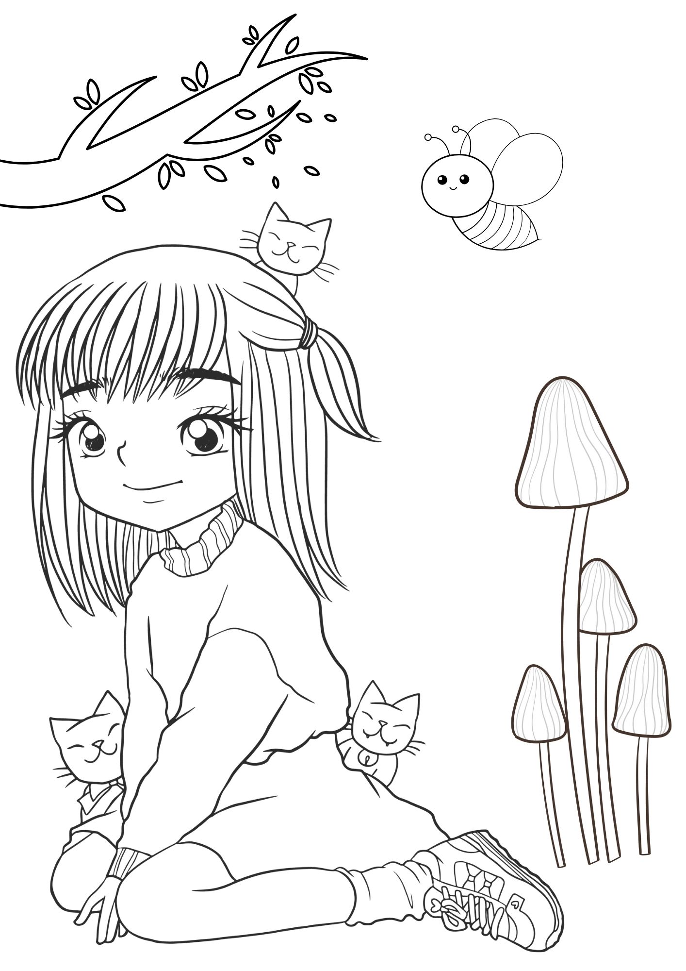 tranh tô màu anime girl cho bé 3-5 tuổi ảnh 19