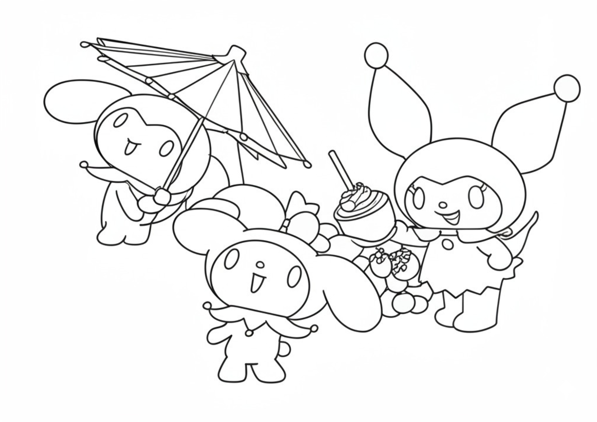 Tranh Tô Màu Kuromi Melody Cinnamoroll Cho Bé 3-5 Tuổi ảnh 1