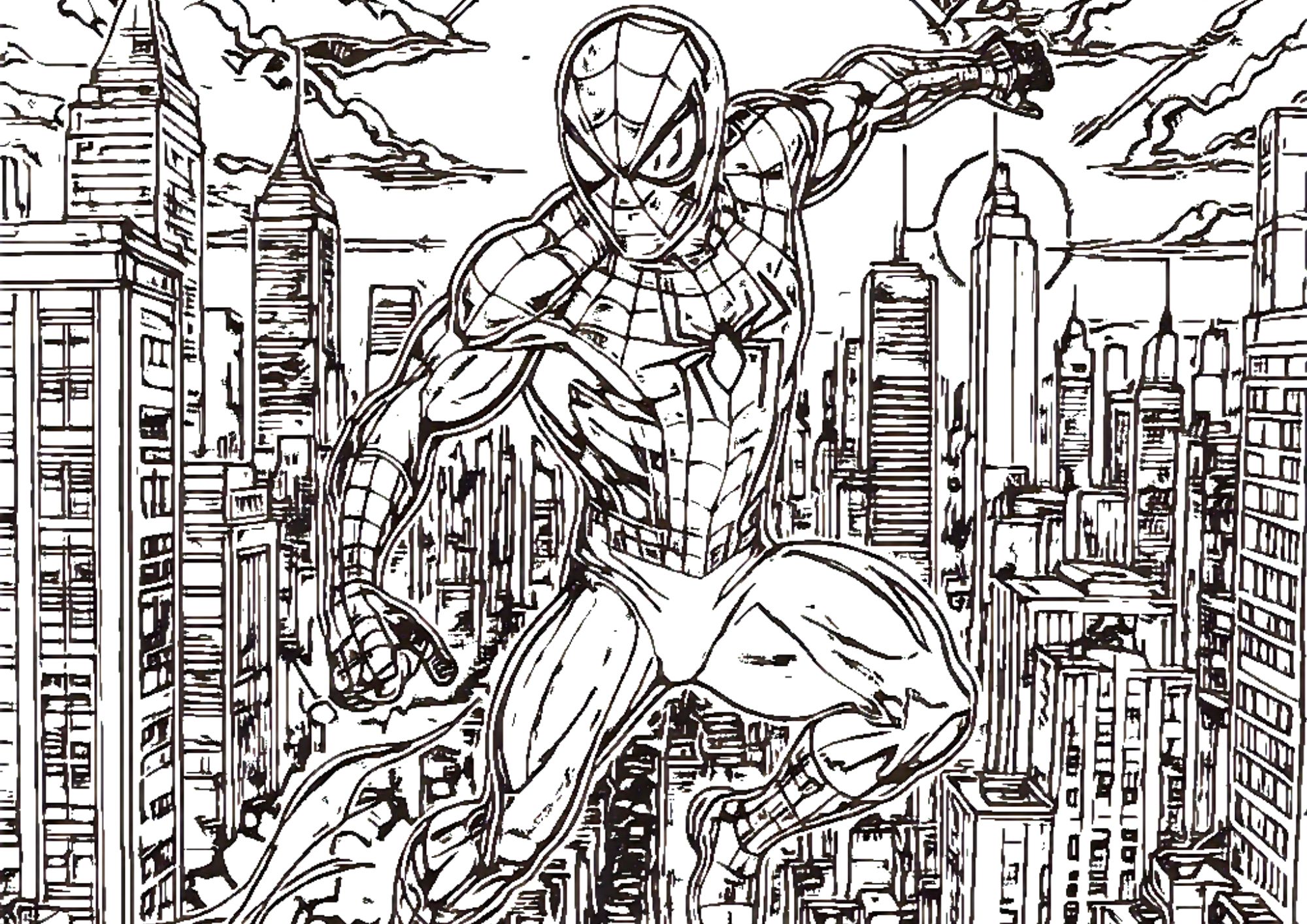 tranh tô màu siêu nhân người nhện spider man cho bé 9-12 tuổi ảnh 13