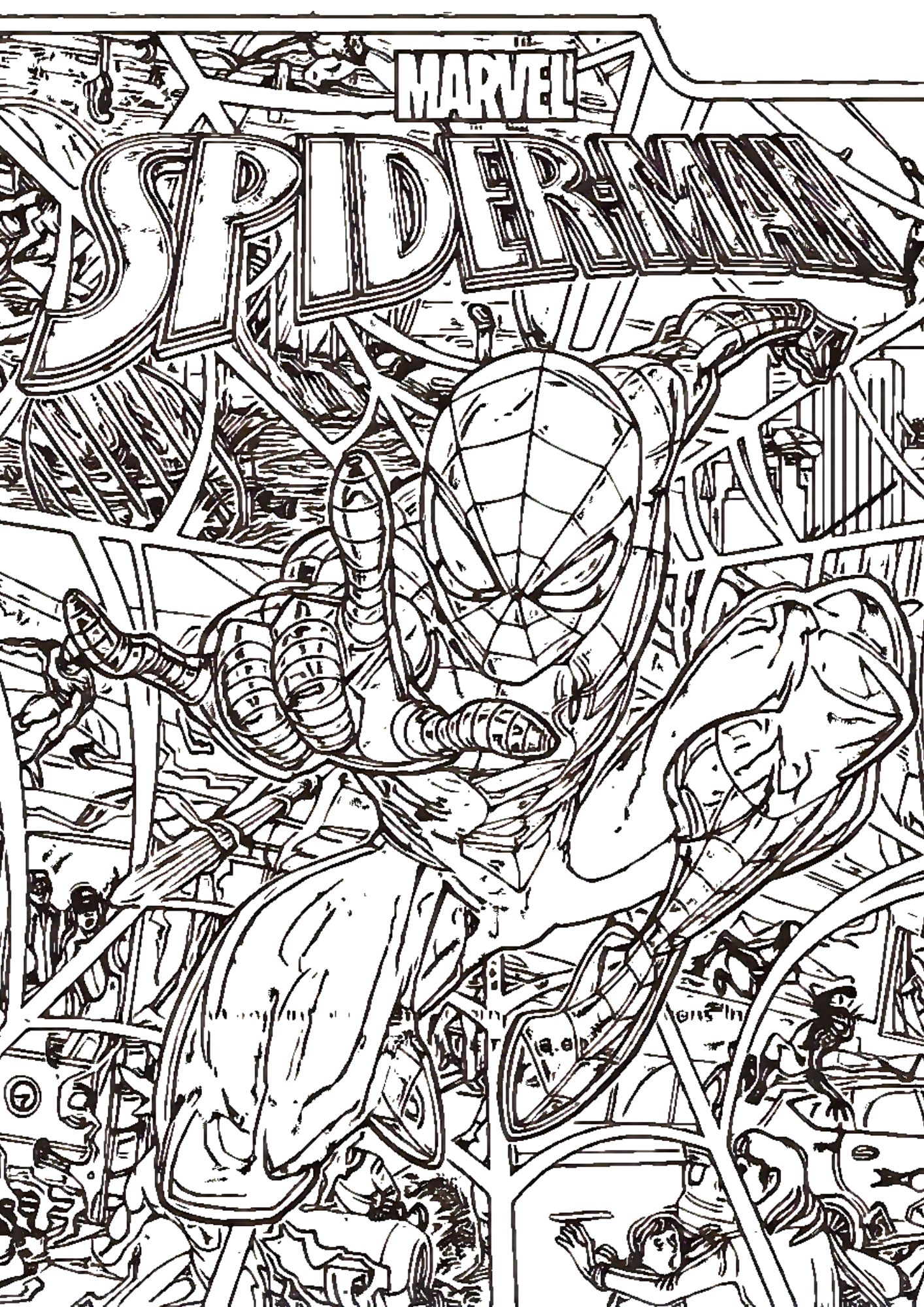 tranh tô màu siêu nhân người nhện spider man cho bé 9-12 tuổi ảnh 4
