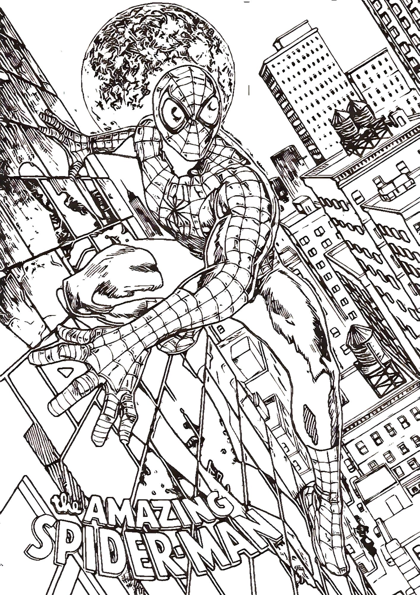 tranh tô màu siêu nhân người nhện spider man cho bé 9-12 tuổi ảnh 5