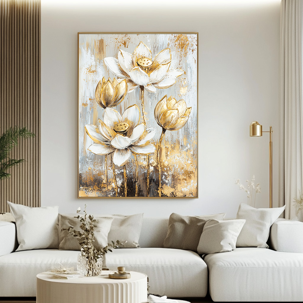 Tranh Hoa Sen Ngọc Liên Song Tử | HS23