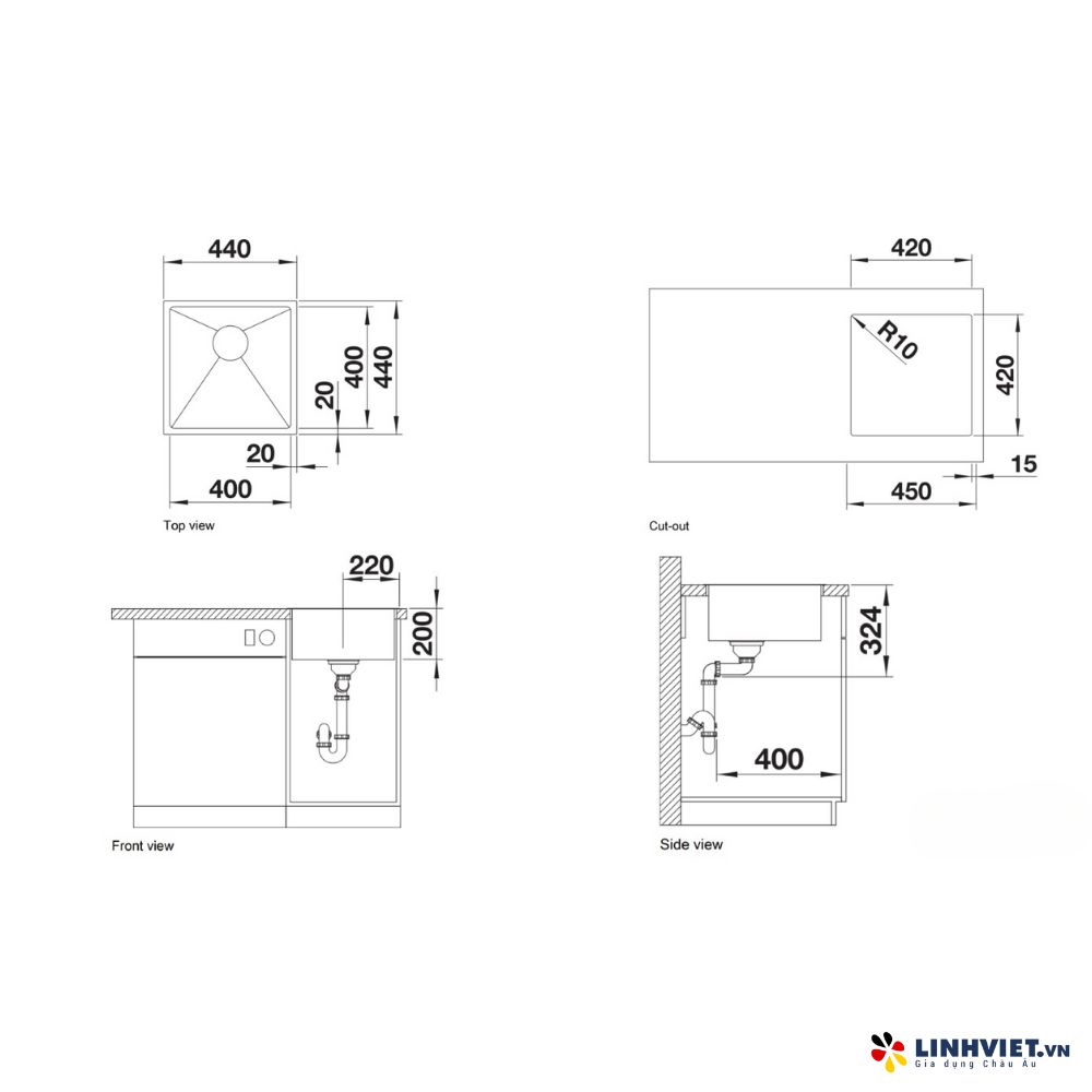Chậu rửa bát Blanco Quatrus R15 400 -IU
