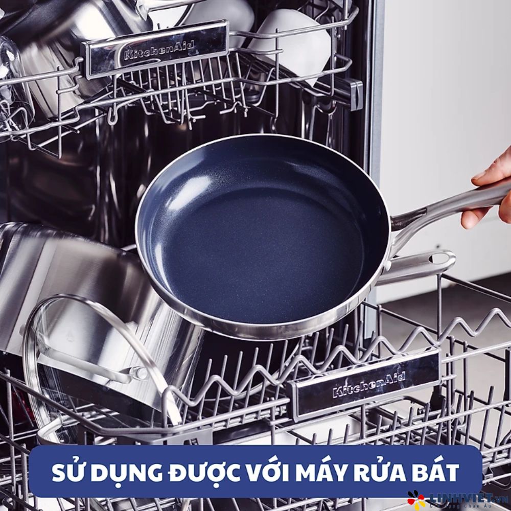 Bộ 6 món chảo chống dính phủ tinh the kim cương cao cấp Blue Diamond 20, 2x28 cm & nắp kính, xẻng, muôi