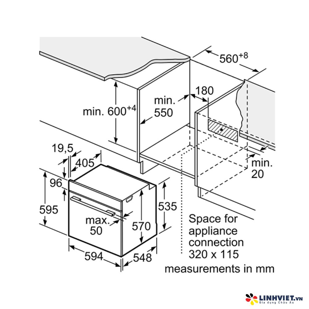 Lò nướng âm tủ Bosch HBA5360B0K - Series 6