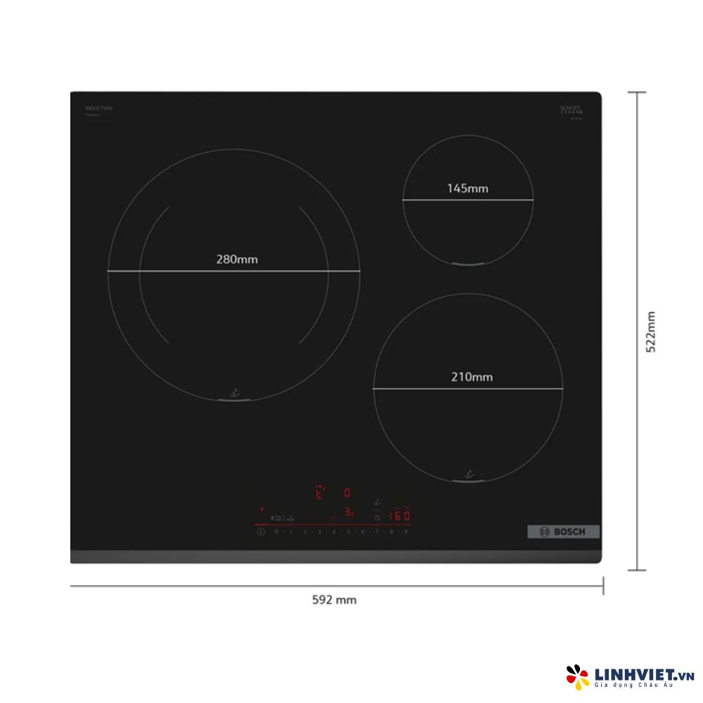Bếp từ 3 vùng nấu Bosch PIJ631HC1E - Serie 6