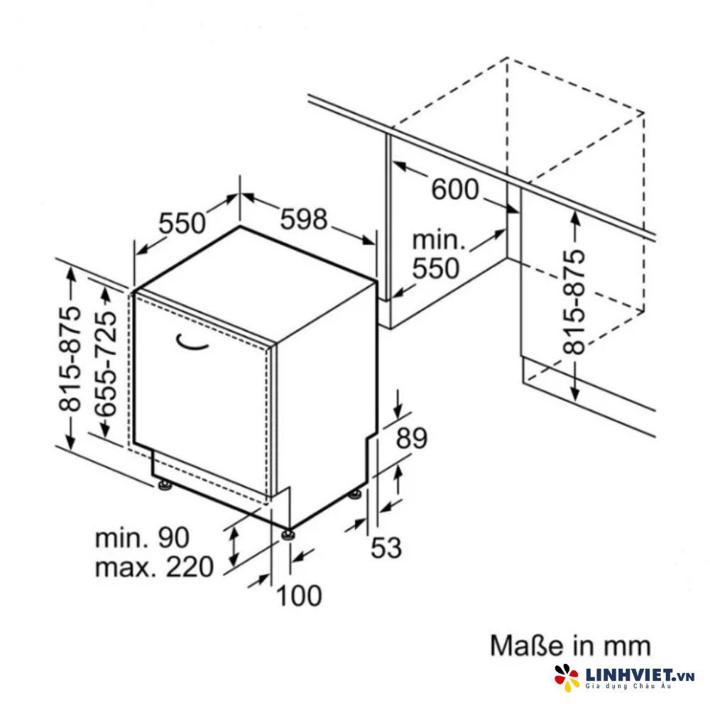 Máy rửa bát âm tủ BOSCH SMD8TCX04E – Serie 8