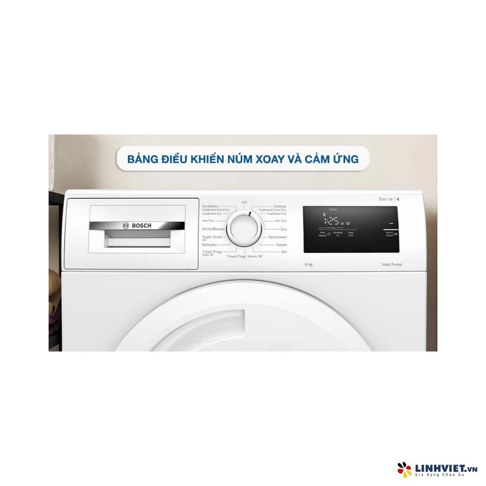 Máy Sấy Bơm Nhiệt Bosch WTH83028SG - Series 4