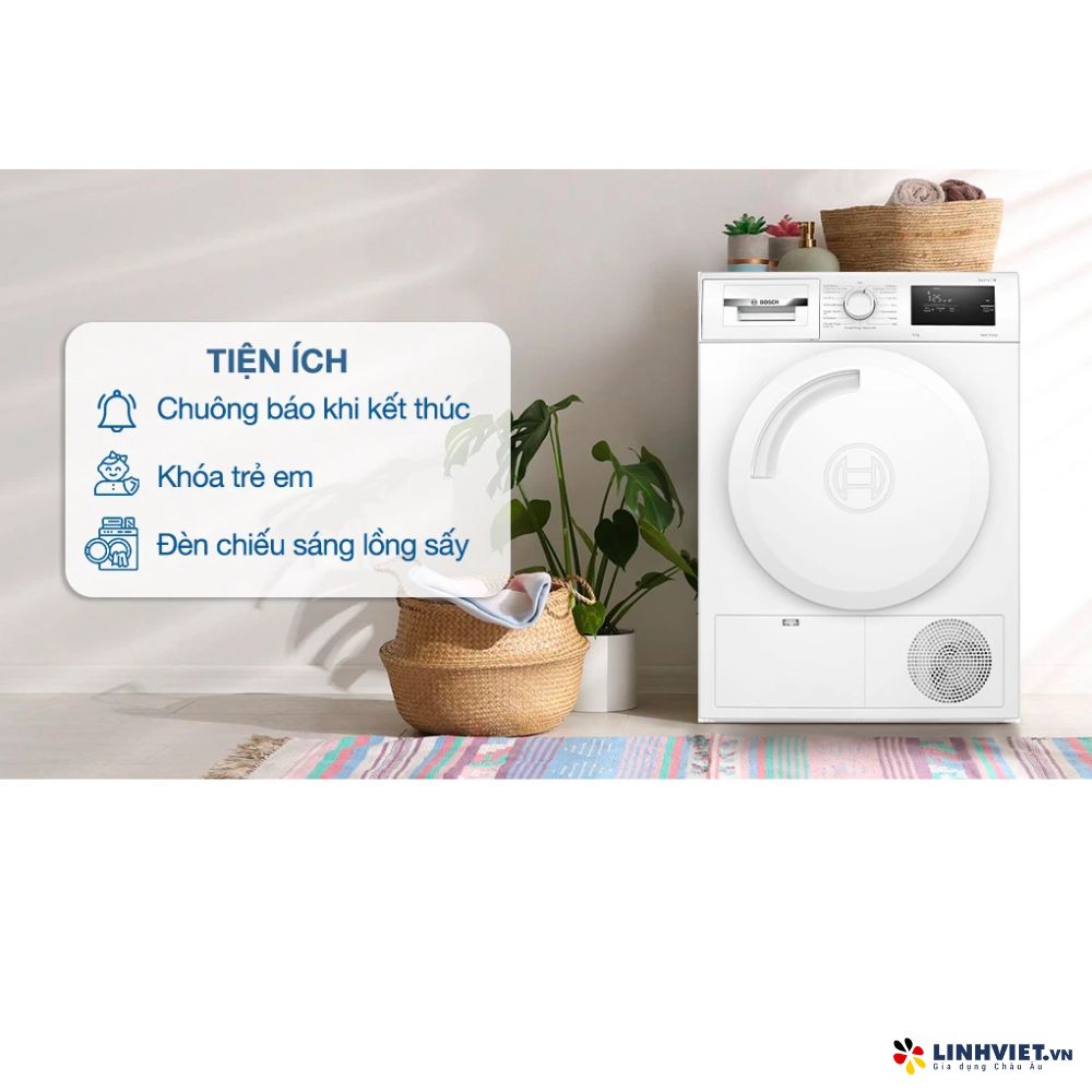 Máy Sấy Bơm Nhiệt Bosch WTH83028SG - Series 4