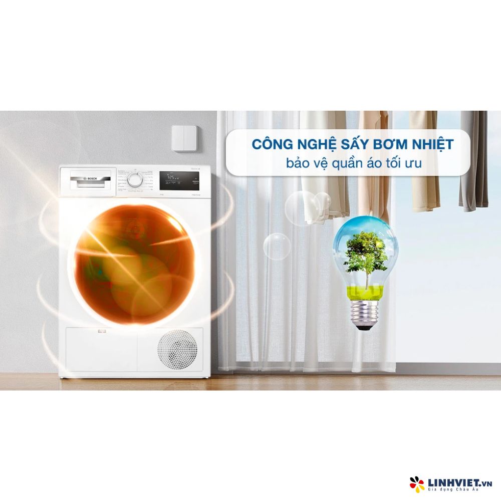 Máy Sấy Bơm Nhiệt Bosch WTH83028SG - Series 4