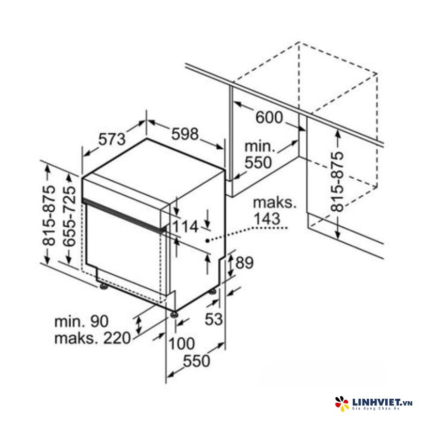 Máy rửa bát bán âm Bosch SMI4HVS33E - Series 4
