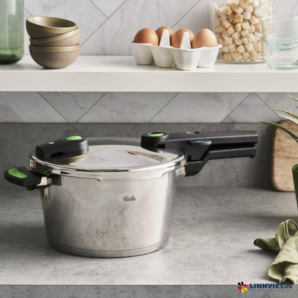 Nồi áp suất Fissler 6L Vitaquick Green made in Germany kèm xửng hấp