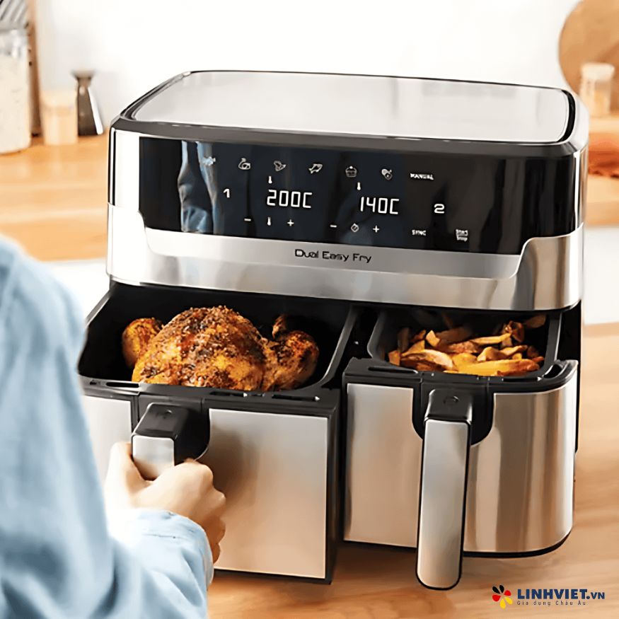 Nồi chiên không dầu điện tử Tefal Dual Easy Fry & Grill EY905D10